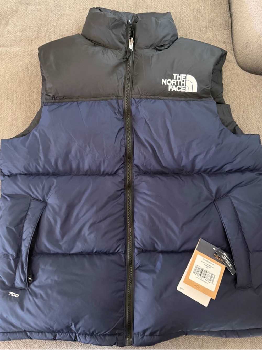 The North Face Puffy Jacket in Black with White Logo